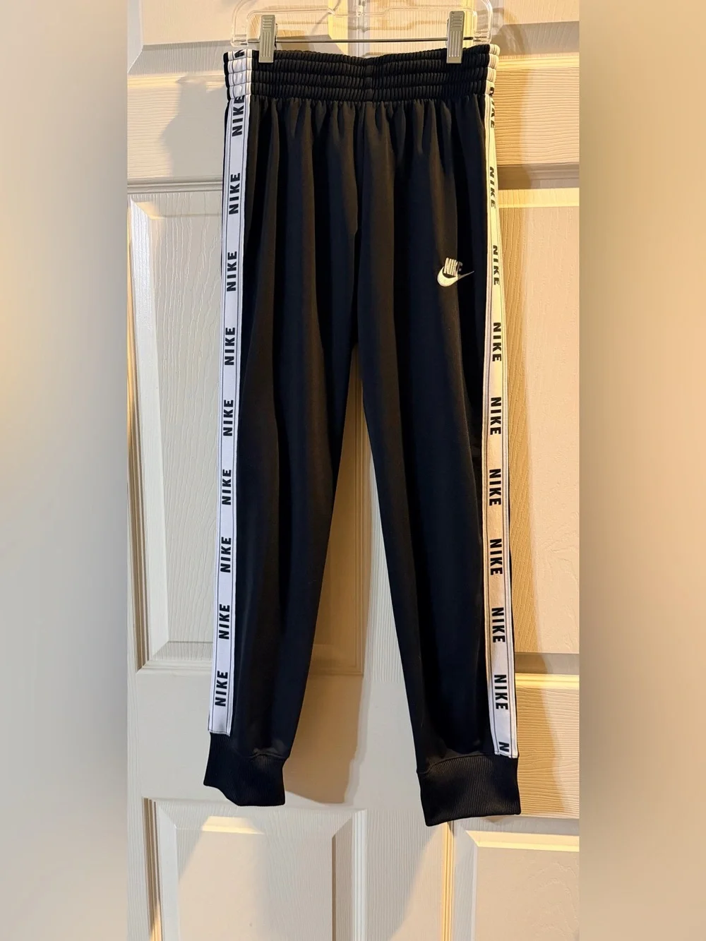 Nike Black Joggers with White Logo Tape